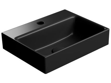 GSI Nubes umyvadlo 40 x 32 cm broušená spodní hrana s otvorem pro baterii bez přepadu keramické černá mat 96849126