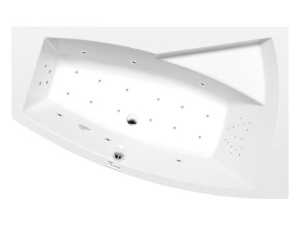 Polysan EVIA R hydromasážní vana asymetrická 170 x 100 x 47 cm pravá Highline Hydro-Air akrylát chrom bílá 22611.6010