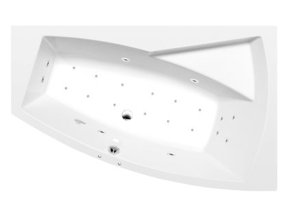 Polysan EVIA R hydromasážní vana asymetrická 170 x 100 x 47 cm pravá Active Hydro-Air akrylát chrom bílá 22611.2010