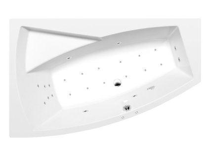 Polysan EVIA L hydromasážní vana asymetrická 170 x 100 x 47 cm levá Attraction Hydro-Air akrylát chrom bílá 21611.4010