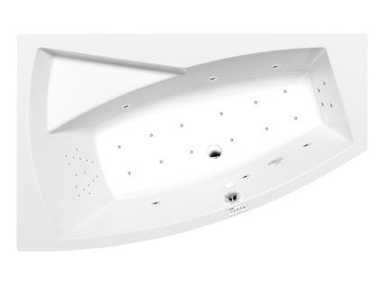 Polysan EVIA L hydromasážní vana asymetrická 160 x 100 x 47 cm levá Highline Hydro-Air akrylát chrom bílá 11611.6010