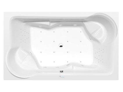 Polysan DUO hydromasážní vana obdélníková 200 x 120 x 45 cm Highline Hydro-Air akrylát chrom bílá 16111.6010