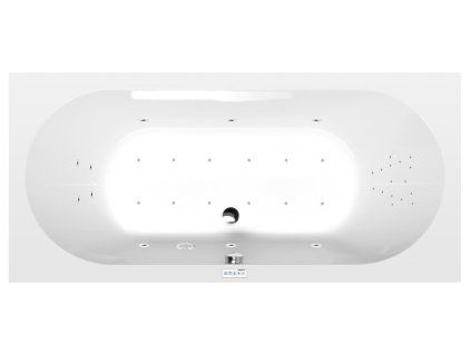 Polysan LEVANA hydromasážní vana obdélníková 170 x 80 x 39 cm Highline Hydro-Air akrylát chrom bílá 71745.6010