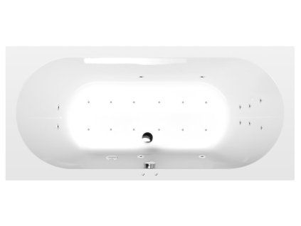 Polysan LEVANA hydromasážní vana obdélníková 170 x 80 x 39 cm Attraction Hydro-Air akrylát chrom bílá 71745.4010