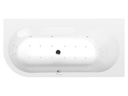 Polysan ASTRA R hydromasážní vana asymetrická 165 x 80 x 48 cm pravá Highline Hydro-Air akrylát chrom bílá 34611.6010