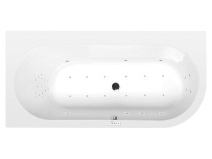 Polysan ASTRA L hydromasážní vana asymetrická 165 x 80 x 48 cm levá Highline Hydro-Air akrylát chrom bílá 33611.6010