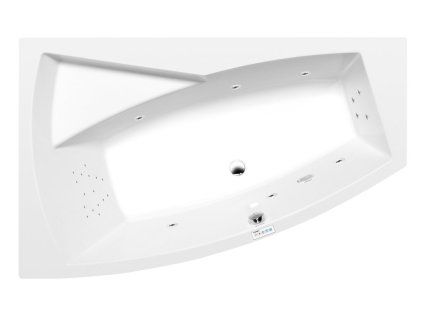 Polysan EVIA L hydromasážní vana asymetrická 170 x 100 x 47 cm levá Highline Hydro akrylát chrom bílá 21611.5010