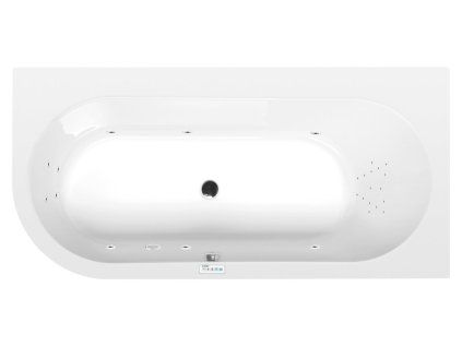 Polysan ASTRA R hydromasážní vana asymetrická 165 x 80 x 48 cm pravá Highline Hydro akrylát chrom bílá 34611.5010