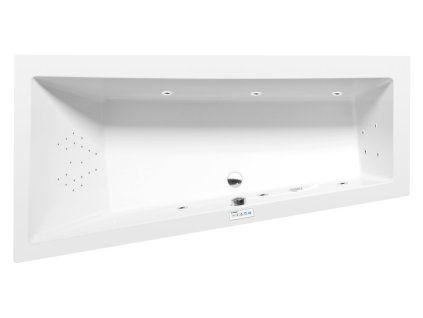 Polysan ANDRA L hydromasážní vana asymetrická 170 x 90 x 45 cm levá Highline Hydro akrylát chrom bílá 81111.5010