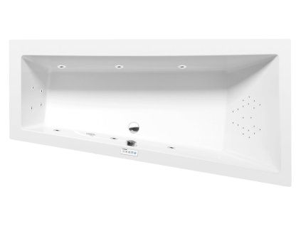 Polysan ANDRA R hydromasážní vana asymetrická 160 x 90 x 45 cm pravá Highline Hydro akrylát chrom bílá 81541.5010