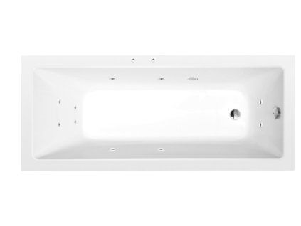 Polysan NOEMI hydromasážní vana obdélníková 160 x 70 x 39 cm Active Hydro akrylát chrom bílá 71707.1010