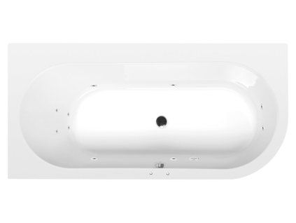 Polysan ASTRA L hydromasážní vana asymetrická 165 x 80 x 48 cm levá Active Hydro akrylát chrom bílá 33611.1010