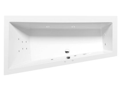 Polysan ANDRA L hydromasážní vana asymetrická 170 x 90 x 45 cm levá Attraction Hydro akrylát chrom bílá 81111.3010