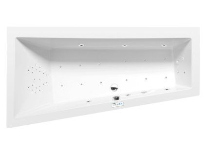 Polysan ANDRA L hydromasážní vana asymetrická 160 x 90 x 45 cm levá Highline Hydro-Air akrylát chrom bílá 81521.6010