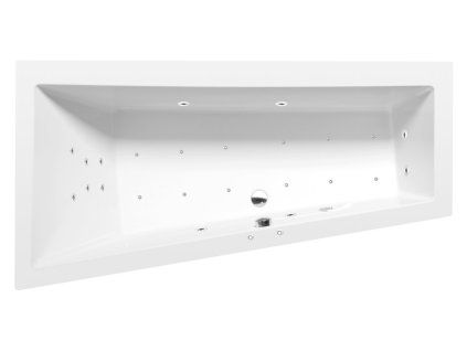 Polysan ANDRA L hydromasážní vana asymetrická 160 x 90 x 45 cm levá Attraction Hydro-Air akrylát chrom bílá 81521.4010