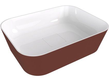 Polysan Banera Square umyvadlo na desku 50 x 36 cm bez otvoru pro baterii bez přepadu litý mramor bílá/hnědá mat 14596.72