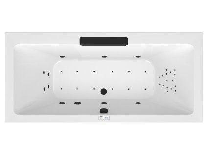 Polysan CASCATA hydromasážní vana obdélníková 185 x 85 x 45 cm kaskáda černá Highline Hydro-Air akrylát černá 73836.102.6030
