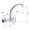 Aqualine Kasiopea 1107-13 dřezová baterie nástěnná 150 mm páková
