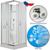 2597 11 sprchovy box smaragd model 2 ctverec 90 x 90 cm s vanickou z liteho mramoru a sedatkem matne chinchila sklo
