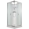 2606 9 sprchovy box smaragd model 6 ctverec s vanickou z liteho mramoru a sprchovou termostatickou tyci s horni sprchou cire sklo