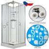2606 7 sprchovy box smaragd model 6 ctverec 90 x 90 cm s vanickou z liteho mramoru a sprchovou termostatickou tyci s horni sprchou cire sklo