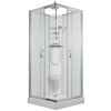 2612 10 sprchovy box smaragd model 7 ctverec s vanickou z liteho mramoru sedatkem a sprchovou termostatickou tyci s horni sprchou cire sklo