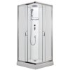 3386 12 sprchovy box smaragd model 1 ctverec se stropem a vanickou z liteho mramoru matne chinchila sklo