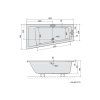 Polysan ANDRA L 180 x 90 x 45 cm asymetrická vana levá černá mat 72872.21