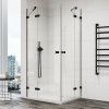 SanSwiss ANNEA Black 90 cm jednokřídlé dveře s pevnou stěnou - černá/sklo transparent AN13WG09000607