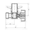 Aqualine pračkový kulový ventil se zpětným ventilem 1/2"x3/4" - L chrom 5310