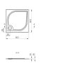 9081 sprchova vanicka ctvercova z liteho mramoru 80 x 80 cm linea nakres