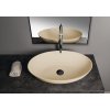 Polysan Banera Oval umyvadlo na desku 60 x 40 cm bez otvoru pro baterii litý mramor béžová mat 14397.81