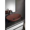 Polysan Banera Oval umyvadlo na desku 60 x 40 cm bez otvoru pro baterii bez přepadu litý mramor hnědá mat 14397.71