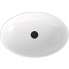 Polysan Banera Oval umyvadlo na desku 60 x 40 cm bez otvoru pro baterii bez přepadu litý mramor bílá šedá mat 14397.32