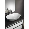 Polysan Banera Oval umyvadlo na desku 60 x 40 cm bez otvoru pro baterii bez přepadu litý mramor bílá šedá mat 14397.32