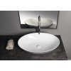 Polysan Banera Oval umyvadlo na desku 60 x 40 cm bez otvoru pro baterii bez přepadu litý mramor bílá šedá mat 14397.32