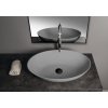 Polysan Banera Oval umyvadlo na desku 60 x 40 cm bez otvoru pro baterii bez přepadu litý mramor šedá mat 14397.31