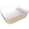 Polysan Banera Square umyvadlo na desku 50 x 36 cm litý mramor bílá béžová mat 14596.82
