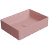 GSI Kube X obdélníkové umyvadlo na desku 50 x 37 cm bez otvoru pro baterii bez přepadu keramické blush mat růžová 942924