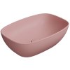 GSI Nubes obdélníkové umyvadlo na desku 50 x 35 cm bez otvoru pro baterii bez přepadu keramické blush mat růžová 978424