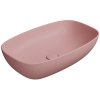 GSI Nubes obdélníkové umyvadlo na desku 60 x 38 cm bez otvoru pro baterii bez přepadu keramické blush mat růžová 978324
