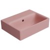 GSI Nubes umývátko 40 x 32 cm bez otvoru pro baterii s přepadem keramické blush mat růžová 9684024