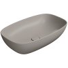 GSI Nubes obdélníkové umyvadlo na desku 60 x 38 cm bez otvoru pro baterii bez přepadu keramika tortora mat šedá 978305