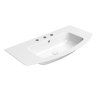 GSI Pura oblé umyvadlo Slim 102 x 52 cm broušená spodní hrana 3 otvory pro baterii s přepadem keramické bílá ExtraGlaze 88259311