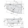 Polysan EVIA R hydromasážní vana asymetrická 170 x 100 x 47 cm pravá Highline Hydro-Air akrylát chrom bílá 22611.6010