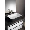 Polysan Banera Square umyvadlo na desku 50 x 36 cm bez otvoru pro baterii bez přepadu litý mramor bílá/antracit mat 14596.52