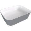 Polysan Banera Square umyvadlo na desku 50 x 36 cm bez otvoru pro baterii bez přepadu litý mramor bílá/šedá mat 14596.32